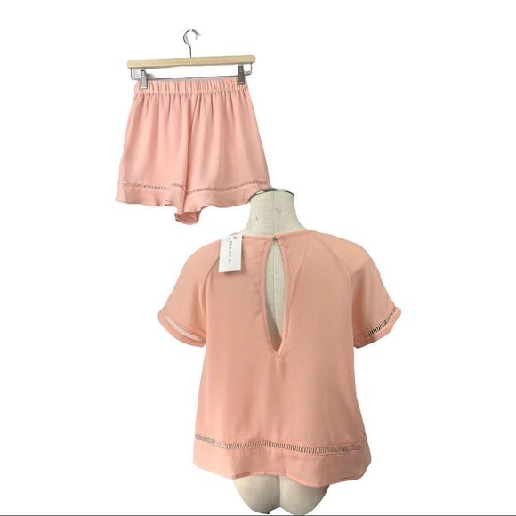 NWT maccs the label pastel pink crepe short set XS - Picture 2 of 8